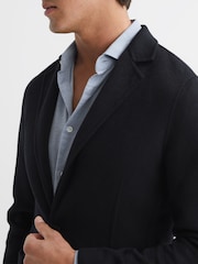 Mornarica - Reiss Flutter ozek kroj Volnena mešanica Single Breasted blazer - Slika 4 iz 7