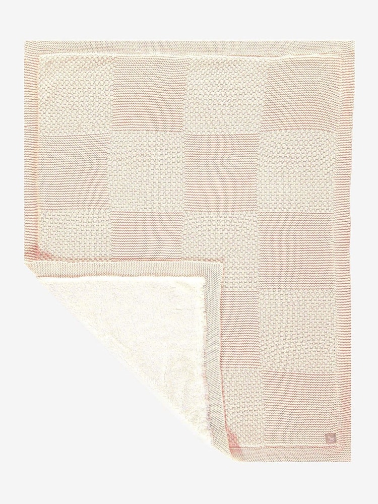 The Little Tailor Pink 100% Cotton Plush Knitted Blanket - Image 1 of 6