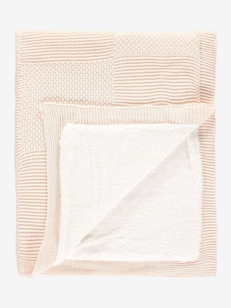 The Little Tailor Pink 100% Cotton Plush Knitted Blanket - Image 3 of 6