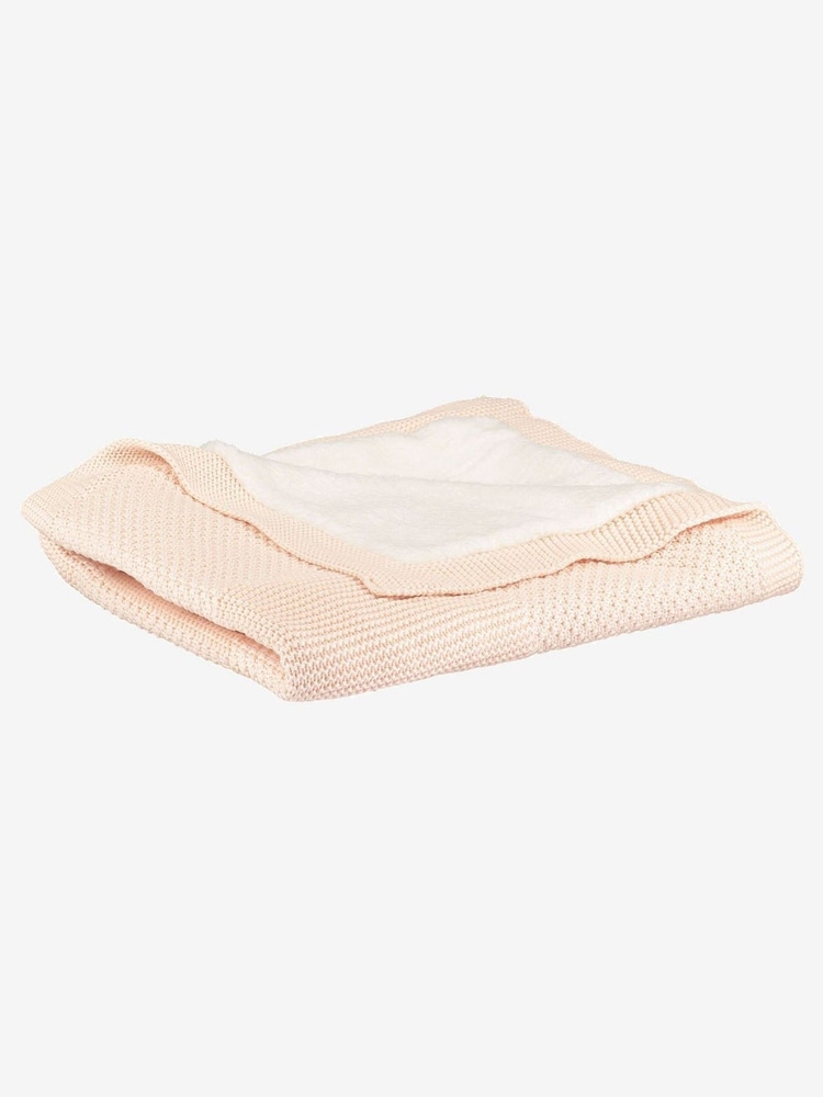 The Little Tailor Pink 100% Cotton Plush Knitted Blanket - Image 4 of 6