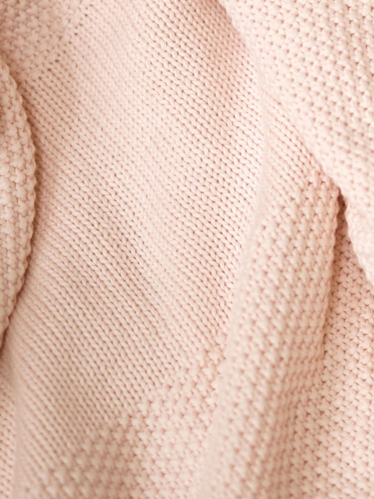 The Little Tailor Pink 100% Cotton Plush Knitted Blanket - Image 5 of 6