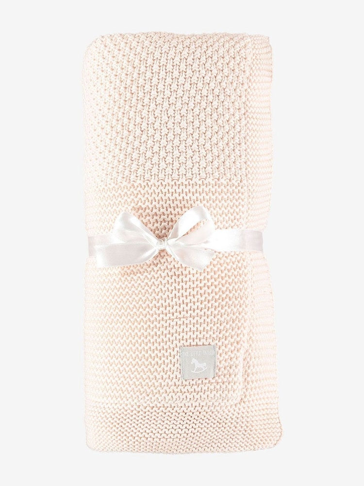 The Little Tailor Pink 100% Cotton Plush Knitted Blanket - Image 6 of 6