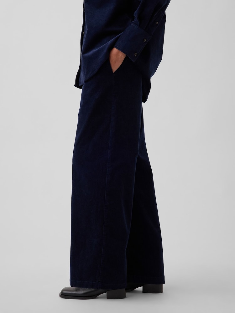 Gap Navy Corduroy Easy Wide-Leg Trousers - Image 6 of 6
