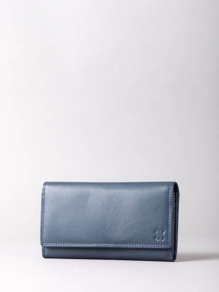 Lakeland Leather Navy Blue Small Flapover Purse - Image 1 of 4