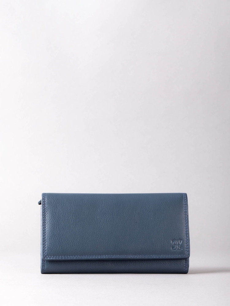 Lakeland Leather Navy Blue Small Flapover Purse - Image 2 of 4