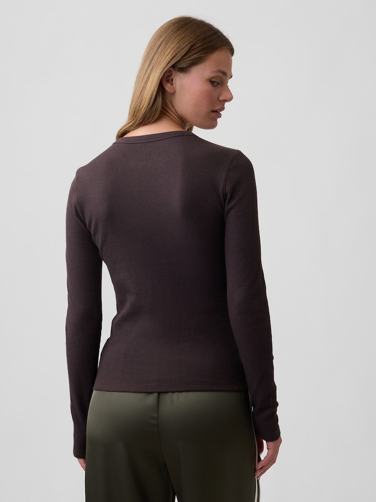 Gap Brown Waffle Knit Long Sleeve T-Shirt - Image 2 of 5