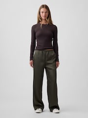 Gap Brown Waffle Knit Long Sleeve T-Shirt - Image 3 of 5
