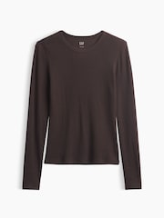 Gap Brown Waffle Knit Long Sleeve T-Shirt - Image 5 of 5