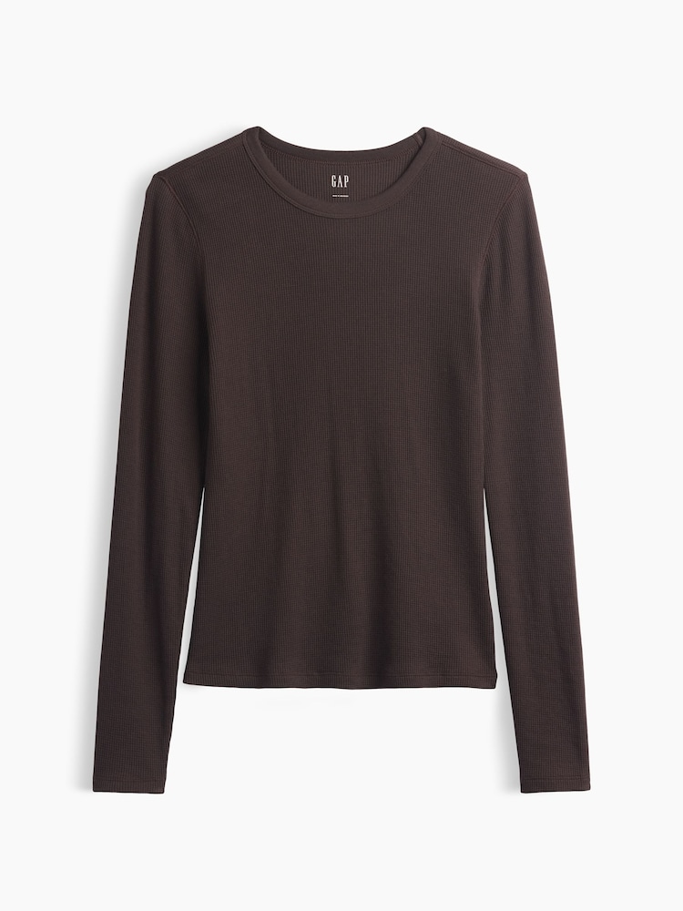 Gap Brown Waffle Knit Long Sleeve T-Shirt - Image 5 of 5