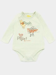 Character White Baby Winnie The Pooh Sleepsuit Bodysuit Hat And Bib 4 Piece Set - Image 2 of 5