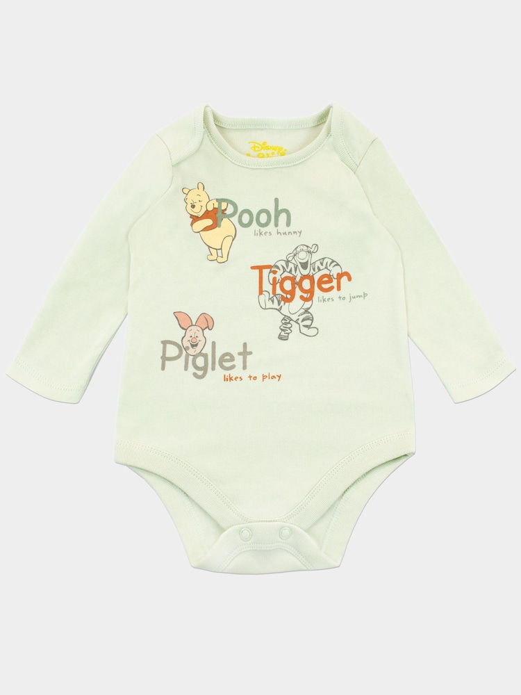 Character White Baby Winnie The Pooh Sleepsuit Bodysuit Hat And Bib 4 Piece Set - Image 2 of 5
