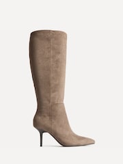 Linzi Brown Suede Define Stiletto High Leg Boots - Image 2 of 5