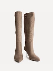 Linzi Brown Suede Define Stiletto High Leg Boots - Image 3 of 5