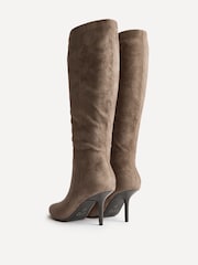Linzi Brown Suede Define Stiletto High Leg Boots - Image 4 of 5