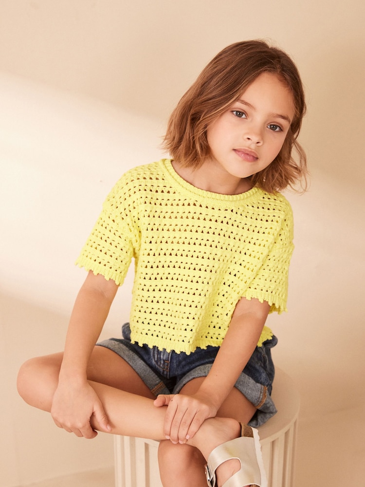 Yellow Crochet Knit Top (3-16yrs) - Image 1 of 6