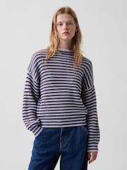 Bleu et bordeaux rayé - Gap pull oversize à col roulé - Image 1 de 4