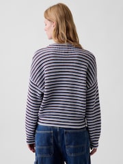 Bleu et bordeaux rayé - Gap pull oversize à col roulé - Image 2 de 4