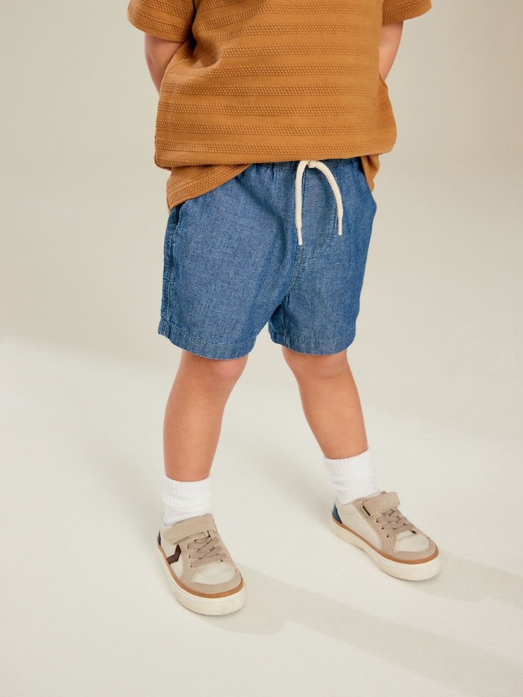 Blue Chambray Pull-On Shorts (3mths-7yrs) - Image 1 of 6 Blue Chambray Pull-On Shorts (3mths-7yrs) - Image 1 of 6