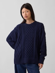 Gap Navy Cable-Knit Oversized Jumper - Image 1 of 2