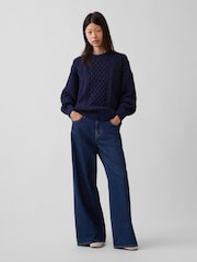 Gap Navy Cable-Knit Oversized Jumper - Image 2 of 2