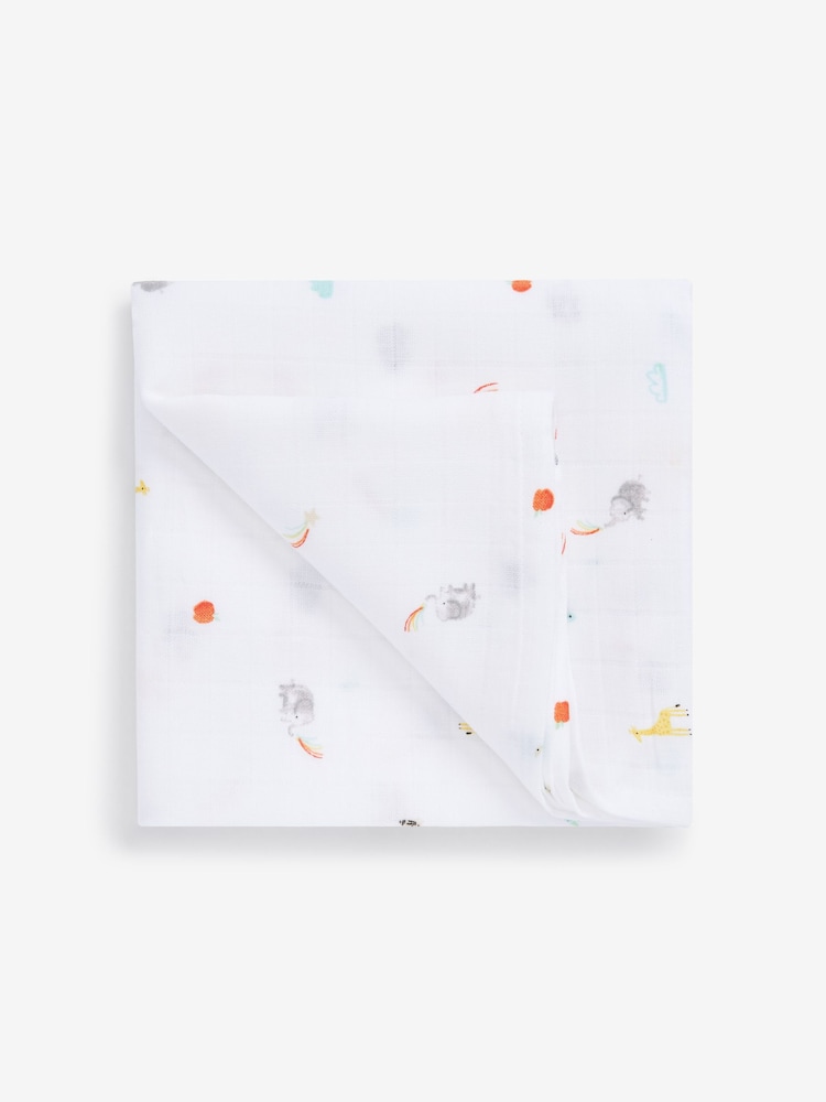 White Rainbow Baby Muslin Cloths 4 Packs - Image 3 of 5