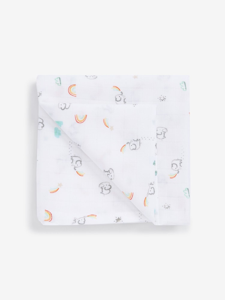 White Rainbow Baby Muslin Cloths 4 Packs - Image 4 of 5