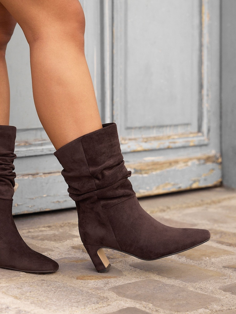 Linzi Brown Composed Ruched Ankle Boots - Image 1 of 5