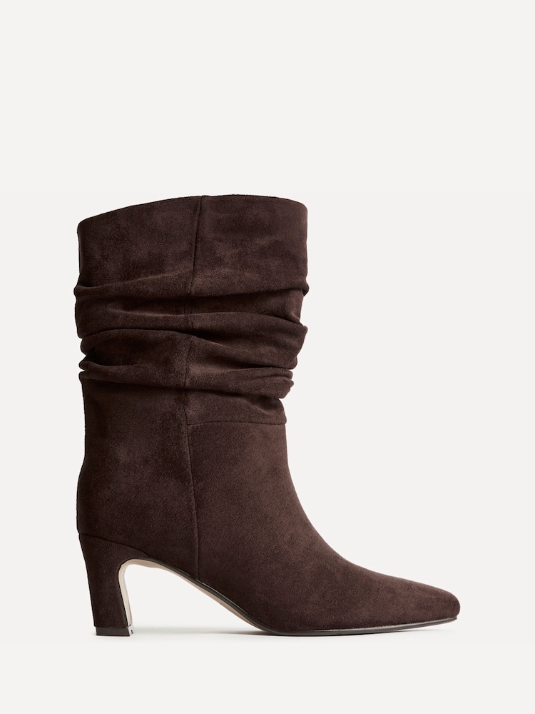 Linzi Brown Composed Ruched Ankle Boots - Image 2 of 5
