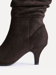 Linzi Brown Assured Wide Fit Ruched Kitten Heel High Leg Boots - Image 5 of 5