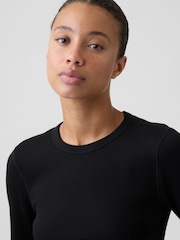 Gap Black Waffle Knit Long Sleeve T-Shirt - Image 4 of 5