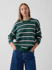 Grün gestreift - Gap Baumwollpullover, Übergroß - Bild 1 von 4