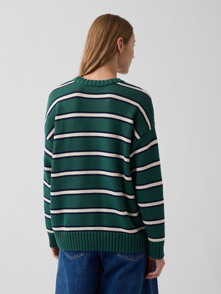 Grün gestreift - Gap Baumwollpullover, Übergroß - Bild 2 von 4