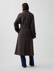 Gap Brown Check Wool-Blend Plaid Trench Coat - Image 2 of 6