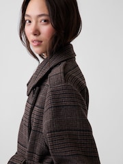 Gap Brown Check Wool-Blend Plaid Trench Coat - Image 5 of 6