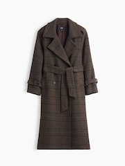 Gap Brown Check Wool-Blend Plaid Trench Coat - Image 6 of 6