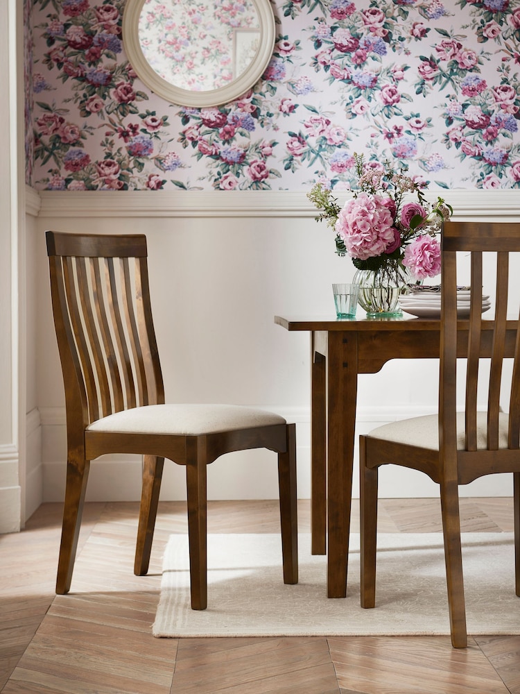Laura Ashley Set of 2 Dark Chestnut Garrat Dining Chairs - Image 1 of 6