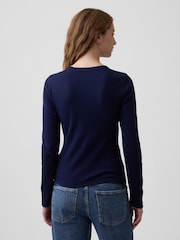 Gap Navy Waffle Knit Long Sleeve T-Shirt - Image 2 of 5