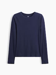 Gap Navy Waffle Knit Long Sleeve T-Shirt - Image 5 of 5