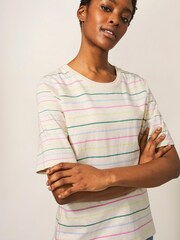 White Stuff  Annabel Stripe White T-Shirt - Image 1 of 1