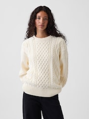 Gap White Cable-Knit Oversized Jumper - Image 1 of 3