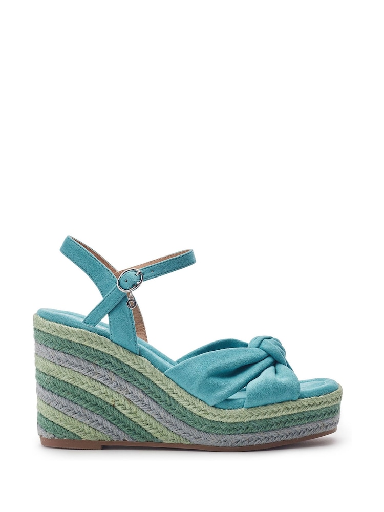 Moda in Pelle Blue Margaritaa Knot Detail Wedge - Image 1 of 4