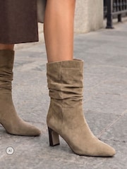 Linzi Natural Composed Ruched Ankle Boots - Image 1 of 5