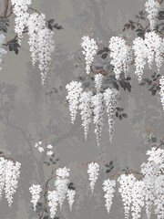 Woodchip & Magnolia Grey Wisteria Wallpaper - Image 3 of 4