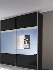Rauch Dark Grey Courtney Glass and Mirror Sliding Semi 1.8m Sliding Fitted Wardrobe - Image 1 of 2