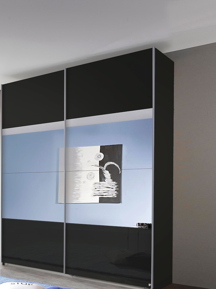 Rauch Dark Grey Courtney Glass and Mirror Sliding Semi 1.8m Sliding Fitted Wardrobe - Image 1 of 2