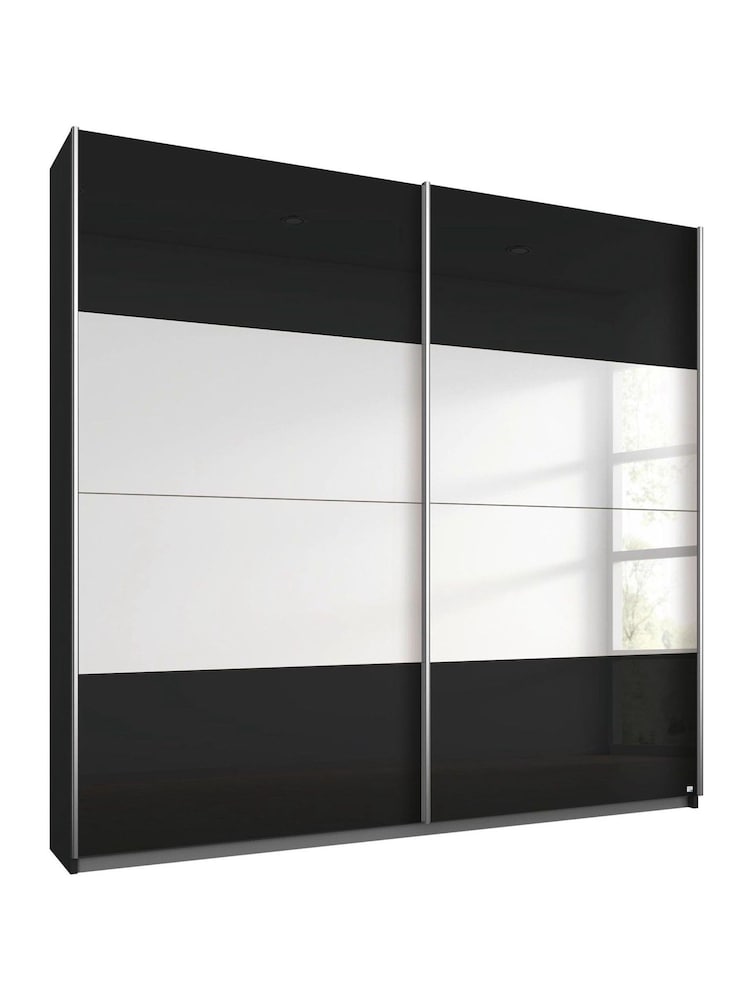 Rauch Dark Grey Courtney Glass and Mirror Sliding Semi 1.8m Sliding Fitted Wardrobe - Image 2 of 2