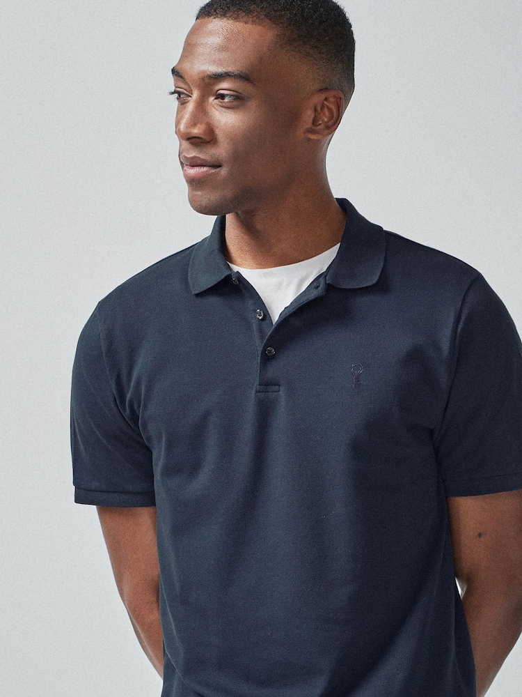 Blau & Marineblau - Schmale Passform - Piqué-Poloshirt Kurzarm - Image 1 of 5