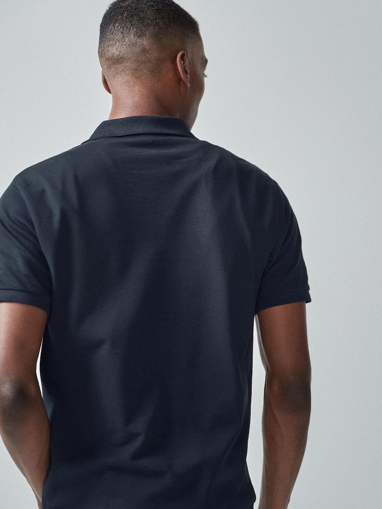 Blau & Marineblau - Schmale Passform - Piqué-Poloshirt Kurzarm - Image 2 of 5