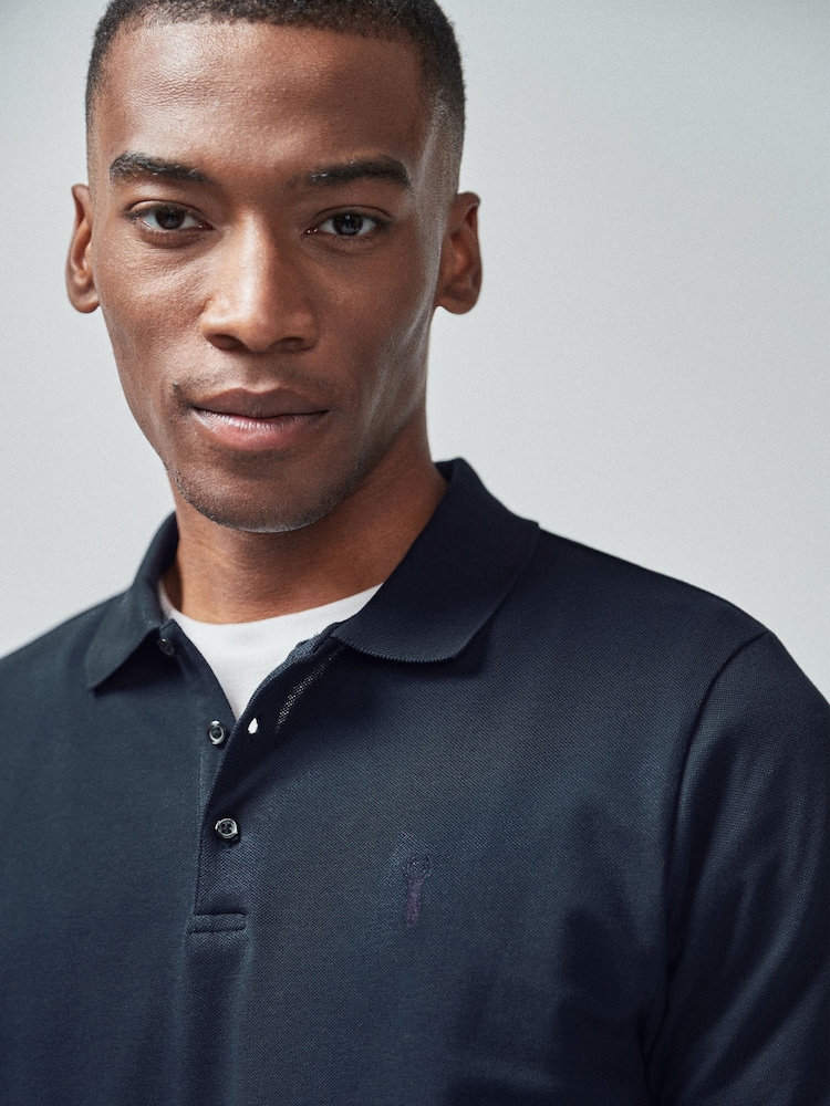 Blau & Marineblau - Schmale Passform - Piqué-Poloshirt Kurzarm - Image 3 of 5