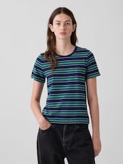 Grønn/Marineblå stripete - Gap Vintage Myk Kortermet T-skjorte - Bilde 1 av 4